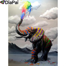 DIAPAI-pintura de diamante 5D DIY "elefante colorido", bordado de diamantes de imitación cuadrados o redondos, estilo punto de cruz, decoración 3D, A23436, 100% 2024 - compra barato