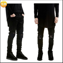 Summer style Mens Destroyed Denim Jeans slim hole black strech ripped jeans for men casual skinny fashion pants designer jean 2024 - buy cheap