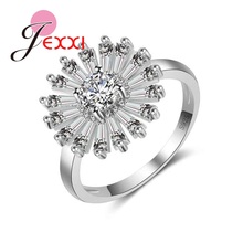 De moda de cristal blanco boda anillo de plata joyería de calidad superior fiesta Bijoux tamaño 6-10 envío rápido 2024 - compra barato