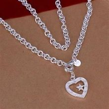 XLN084 Wholesale silver plated Necklace, Factory price 925 stamped fashion jewelry  Inlaid Heart And Stars  /agnaixua 2024 - buy cheap