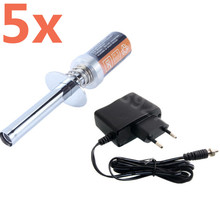 Wholesale 5Sets/Lot RC Cars HSP 1800mAh Rechargeable Glow Plug Igniter 80101 with charger 80231 R/C Nitro Engine Tools kit 2024 - buy cheap