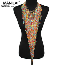 Очаровательные ювелирные изделия MANILAI для женщин, длинная цепочка-чокер ручной работы из полимерных бусин, с кисточками 2024 - купить недорого