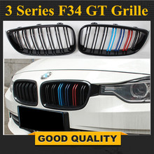 1 par de rejillas frontales negras brillantes para BMW Serie 3 GT F34 2012-2016, estilo de coche, nuevo tipo de tira de 3 colores 2024 - compra barato