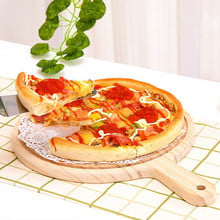 2019 Wooden Pizza board Round with Hand Pizza Baking Tray Pizza Stone Cutting Board Platter Pizza Cake Bakeware Tools 2024 - buy cheap