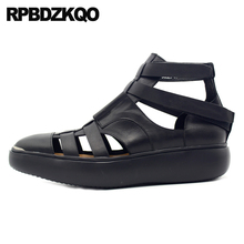 Sneakers Designer Black Boots Genuine Leather Men Gladiator Sandals Summer Platform Strap High Quality Roman Size 45 Large Shoes 2024 - buy cheap