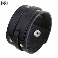 JINSE Новая мода Кожаные браслеты Хип-хоп панк широкий Браслеты на запястье и браслет для Для мужчин украшения подарок hq146 2024 - купить недорого