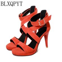 Blxqpyt sandálias femininas de salto alto, tamanho super grande 32-48, para festa, sexy, verão, tira de tornozelo, casamento feminino, 8675 a 1 2024 - compre barato