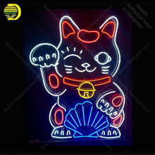 Китайская неоновая вывеска счастливая кошка лампочка Лас Вегаса ручная работа комната отдыха знаковая вывессветильник неоновая арт вывеска дисплей магазина реклама 2024 - купить недорого