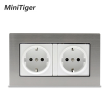 Minitiger-Toma de corriente de pared de lujo, enchufe eléctrico de acero inoxidable, estándar europeo, de alta calidad, 146x86mm 2024 - compra barato