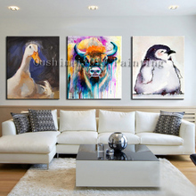 Hand Painted Modern Penguin Picture on Canvas Wall Art  Animals Painting Hang Cow Paintings Home Decor Abstract Oil Painting 2024 - buy cheap