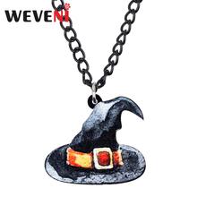 WEVENI Acrylic Novelty Magic Pointed Hat Necklace Pendant Chain Collar Halloween Jewelry For Women Girls Teens Charms Gift 2024 - buy cheap