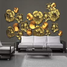 Papel de parede decorativo 3d, pétalas de flores de metal chinês, pacote macio, fundo de tv, grandes murais para parede 2024 - compre barato