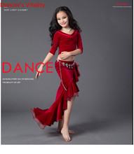 Professional Sexy Girls red Modal Belly Dance Kids For Girl dress Girls Skirt Children Cha Cha Lombard Dance Skirt 2024 - buy cheap