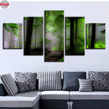 Diamond Embroidery tree full 3d Diamond Painting 5 pcs Green Forest Path Natural Landscape Cross Stitch Mosaic Rhinestone Decor 2024 - buy cheap