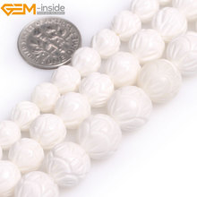 Gem-inside Natural Shell Beads White Flower Twist Shell Beads For Jewelry Making Bracelet Necklace Selectable Size Strand 15'' 2024 - buy cheap