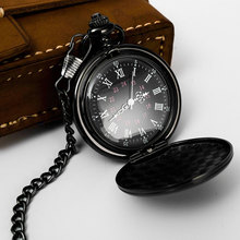 Часы мужские карманные в стиле ретро, гладкие кварцевые Серебристые полированные с подвеской-цепочкой, с гравировкой под заказ, черные 2024 - купить недорого