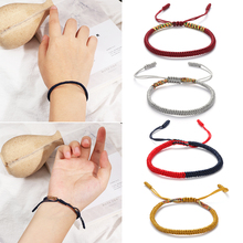 1pc Hand-knitted Silk Rope Bracelet Tibetan Buddhist Knots Woven Lucky Buddhism Bracelets Adjustable friendship Gift Handmade 2024 - buy cheap