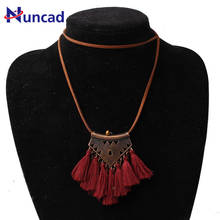 Vintage Gold Chain Colorful Tassel Pendant Necklace Fashion Red White Pink Sweater Chain Necklace For Woman Jewelry 2024 - buy cheap