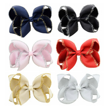 6pcs/lot Colorful 4 Inch Grosgrain Ribbon hair Bows Accessories With Clip Gold R Boutique Bow Hairpins Hair Ornaments 889 2024 - buy cheap