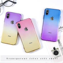 Градиентный Мягкий силиконовый чехол для телефона iPhone X XS MAX XR 10, ультра силиконовый чехол, цветные Чехлы для iPhone 7 6 6S Plus 8 2024 - купить недорого