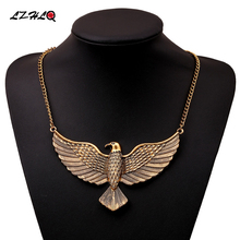 Lzhlq colar metálico maxi para mulheres, colar feminino de águia metálica com pingente vintage, fashion para mulheres 2024 - compre barato