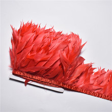 1yards Chicken/Pheasant feather trim 10-15cm needlework red feather diy feathers for crafts skirt slim wedding decoration plumas 2024 - buy cheap
