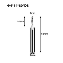 Fresa de aluminio de una flauta, molinos de extremo CNC para corte de cobre de aleación de aluminio, vástago de 8MM, HSS, 4MM * 14C * 8D * 60L, 5 uds. 2024 - compra barato