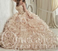 2019 Luxurious Champagne Embroidery Crystals Ball Gown Quinceanera Dresses Floor-Length Vestidos De 15 Anos Sweet 16 Dresses 2024 - buy cheap