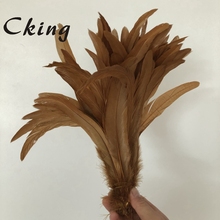 Gold Rooster tails Feather 35-40cm/14-16" Long coque feather (pack of 100pcs) diy fashion wedding party decorations jewelrys 2024 - buy cheap