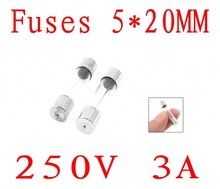 Fusíveis 5*20mm 3a fast blow tubo de vidro conjunto de fusível 250v 3a 100 peças 2024 - compre barato