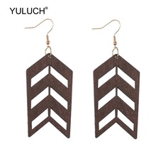 YULUCH-pendientes de gota negros de madera hueca para mujer, aretes rojos étnicos africanos, joyería para fiesta de boda, 2019 2024 - compra barato