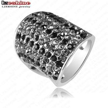 LZESHINE 2016 Big Knuckle Ring Silver Plating Multi-colors Austrian Crystal SWA Elements Rings Jewellery 21*33mm Ri-HQ0058 2024 - buy cheap