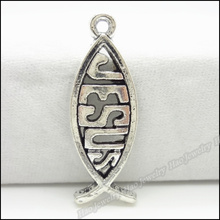 120pcs Vintage Charms   style Jesus fish Pendant Tibetan silver Zinc Alloy Fit Bracelet Necklace DIY Metal Jewelry Findings 2024 - buy cheap