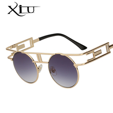 Xiu óculos de sol steampunk gótico feminino, óculos escuros para mulheres retrô vintage de ouro rosê alta qualidade uv400 2024 - compre barato
