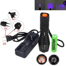 Powerful UV Ultra Led Hunting Light Tactical Violet Purple Blacklight 395nm Waterproof Torch Inspection Lamp+18650+Charger 2024 - buy cheap