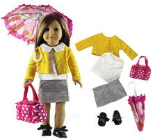 18 дюймов Одежда для кукол наряд Одежда + обувь + сумка + зонтик + очки для 18 "кукольная одежда много на выбор, аксессуары для куклы 18 дюймов 2024 - купить недорого
