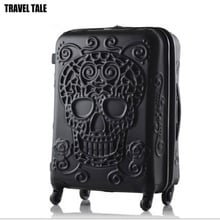 TRAVEL TALE 20"24"28 Inch Spinner Wheel Skull Travel Suitcase ABS Hardside Trolley Luggage 2024 - buy cheap