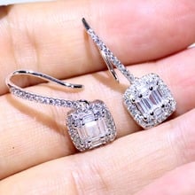 Classical High Quality T Square Earring Luxury Jewelry 925 Sterling Silver Princess Cut 5A CZ Women 1 Pair Ear Hook Earring Gift 2024 - buy cheap