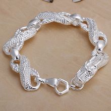 Pulseira fina banhada a prata 925, joia de prata esterlina, estilo dragon, braceletes de corrente para mulheres e homens sb036 2024 - compre barato