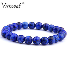 Lapis Lazuli Jades Bracelets For Women Men Stretch Bracelet 8MM Amethysts Rhodonite Jaspers Beads Bangles Jewelry Pulsera Homme 2024 - buy cheap