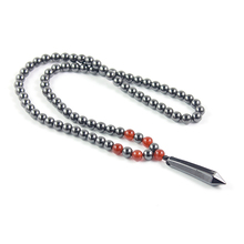 Magnetic Hematite 8mm Round Beads  Pencil Shape Pendant Necklace with Red Onyx Jewelry for Men and Women Gift 2024 - buy cheap