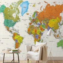 Beibehang-mapa del mundo personalizado de cualquier tamaño, papel tapiz 3D para sala de estar, fondo de pantalla de TV, oficina, papeles tapiz decoración del hogar, papel de pared 2024 - compra barato