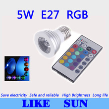 Бесплатная доставка, 30 шт./лот, 5 Вт RGB лампа, 16 видов цветов, E27 стандартная Светодиодная лампа для прожектора с пультом дистанционного управления 2024 - купить недорого