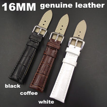 Wholesale 10PCS / lot High quality 16MM genuine cow leather Watch band watch strap coffee,black,white color available -WB0003 2024 - buy cheap