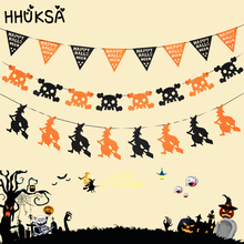 1Set DIY Halloween Pull Flag New Year Home Decor Supplies Party Decoration Witch Skull Alphabet Halloween Decoration 2024 - buy cheap