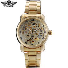 WINNER luxury men mechanical watches fashion hot brand man new automatic skeleton wristwatches gold case steel band reloj hombre 2024 - buy cheap