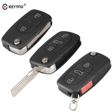 Keyyou carcaça de chave remota para audi, capa com 2/3/4 botões cr2032 para audi a2 a3 a4 a6 a8 tt 2024 - compre barato