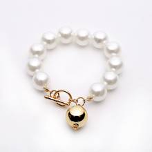 MxGxFam ( 15 cm x 1.3cm ) Big 13mm Perfectly Round Pearls Bracelet For Women Fashion Europe Jewelry Gold Color 2024 - buy cheap