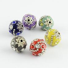 100pcs RoundAntique Silver Handmade Indonesia Beads for jewelry making with Alloy Cores, Mixed Color, 15x14x14mm, Hole: 2mm 2024 - buy cheap
