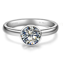 Anel de noivado de moissanite 1ct, anel redondo de 6.5mm com corte sólido, platina 950, ouro branco, joia clássica 2024 - compre barato